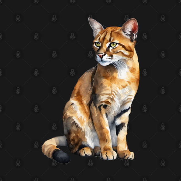 Abstract watercolor of an African Golden Cat #3 by BirdsnStuff
