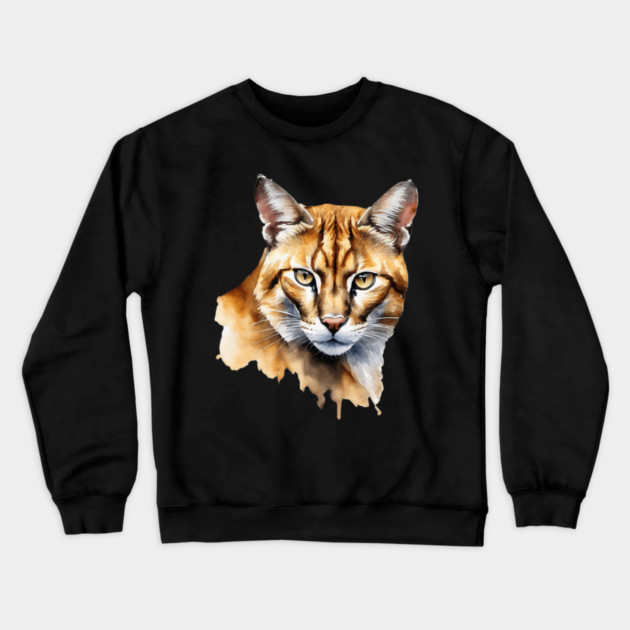 Abstract watercolor of an African Golden Cat #2 Crewneck Sweatshirt by BirdsnStuff