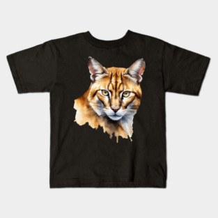 Abstract watercolor of an African Golden Cat #2 Kids T-Shirt