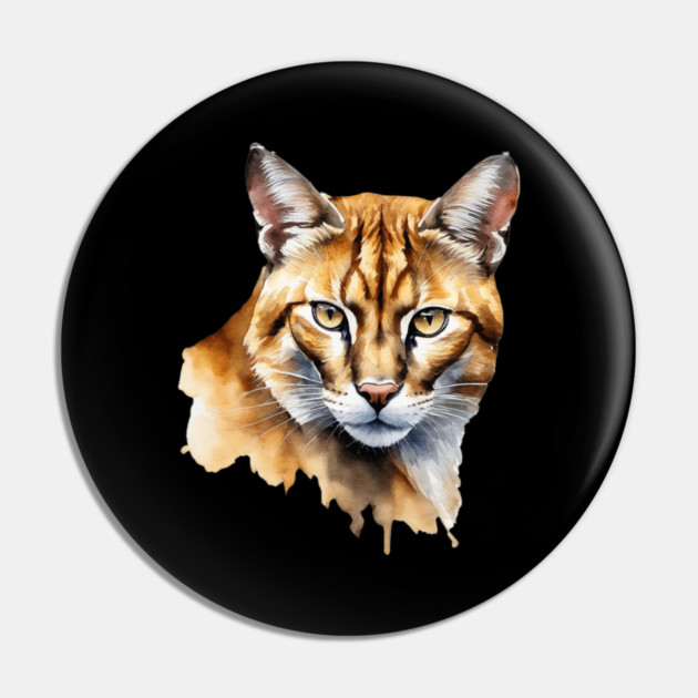 Abstract watercolor of an African Golden Cat #2 Pin by BirdsnStuff