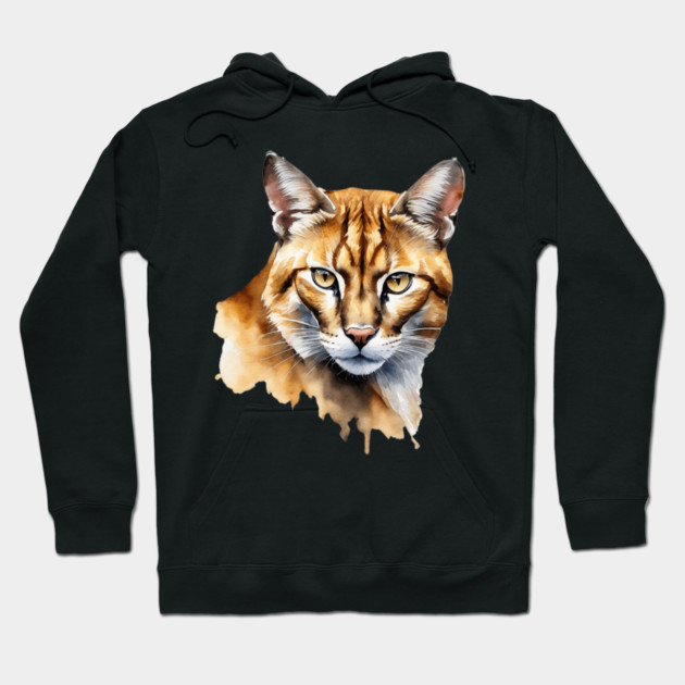 Abstract watercolor of an African Golden Cat #2 Hoodie by BirdsnStuff
