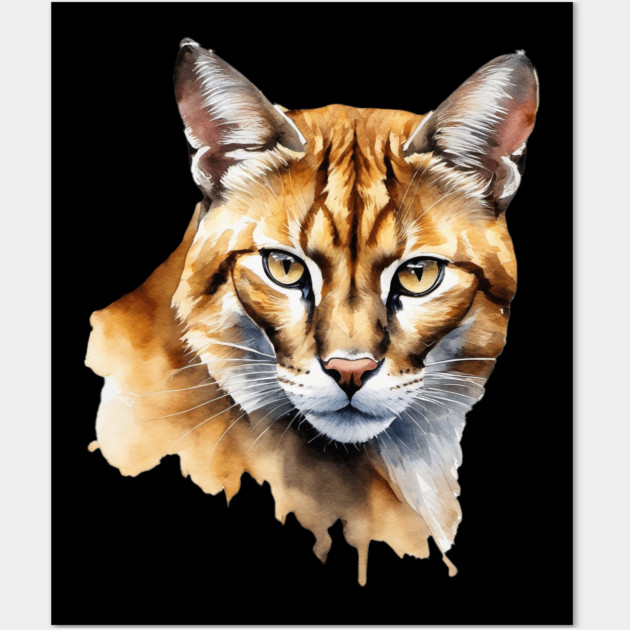 Abstract watercolor of an African Golden Cat #2 Wall Art by BirdsnStuff