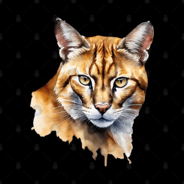 Abstract watercolor of an African Golden Cat #2 by BirdsnStuff