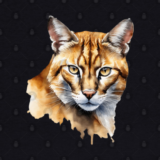 Abstract watercolor of an African Golden Cat #2 by BirdsnStuff