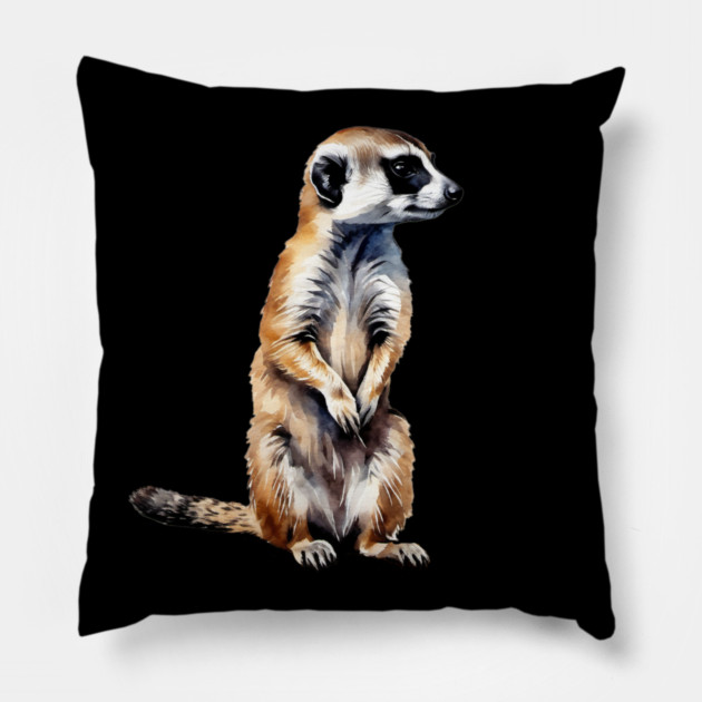 Abstract painting of a African Meerkat Pillow by BirdsnStuff