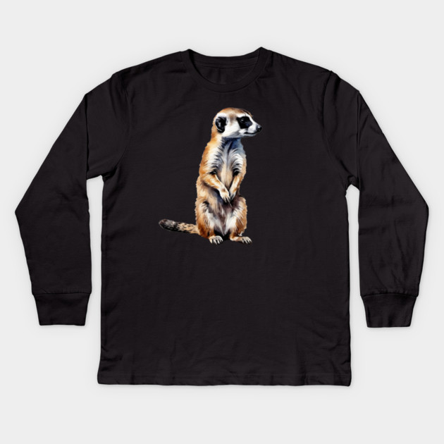 Abstract painting of a African Meerkat Kids Long Sleeve T-Shirt by BirdsnStuff