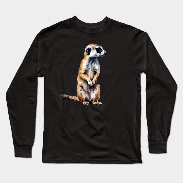 Abstract painting of a African Meerkat Long Sleeve T-Shirt by BirdsnStuff