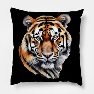 Abstract Water Color Painting of a Siberian Tiger Pillow