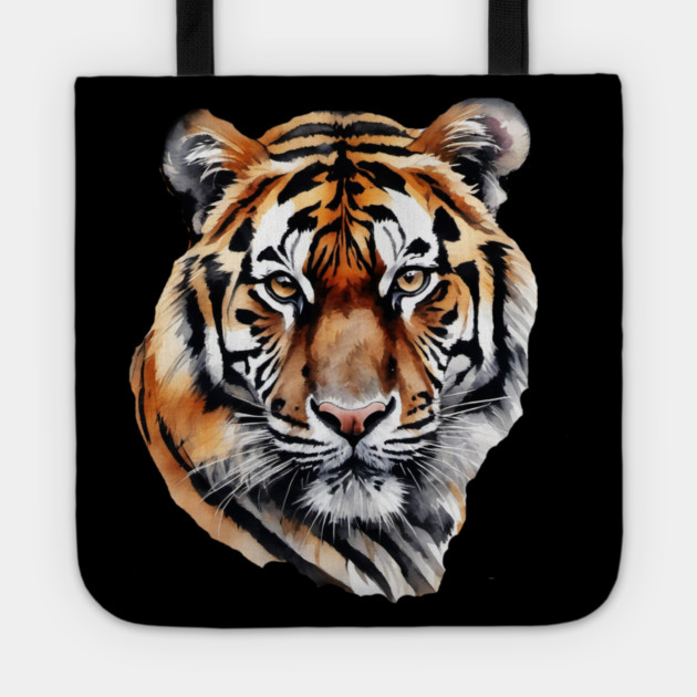 Abstract Water Color Painting of a Siberian Tiger Tote by BirdsnStuff