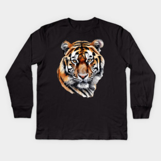 Abstract Water Color Painting of a Siberian Tiger Kids Long Sleeve T-Shirt