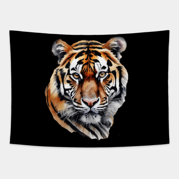 Abstract Water Color Painting of a Siberian Tiger Tapestry by BirdsnStuff