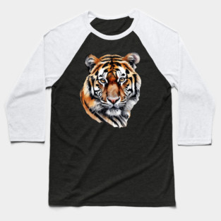 Abstract Water Color Painting of a Siberian Tiger Baseball T-Shirt