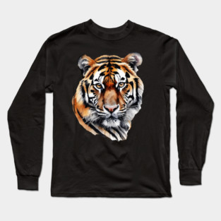 Abstract Water Color Painting of a Siberian Tiger Long Sleeve T-Shirt