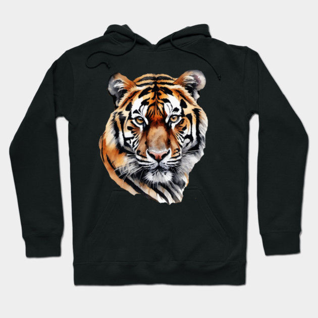 Abstract Water Color Painting of a Siberian Tiger Hoodie by BirdsnStuff