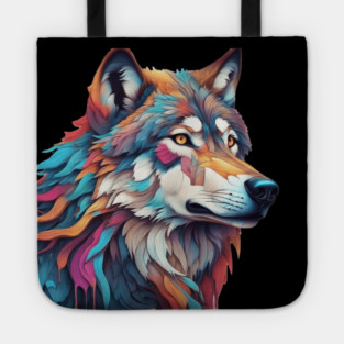 Surrealism art style of a Timber Wolf Tote