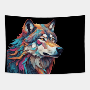 Surrealism art style of a Timber Wolf Tapestry
