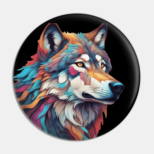 Surrealism art style of a Timber Wolf Pin by BirdsnStuff
