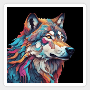Surrealism art style of a Timber Wolf Sticker
