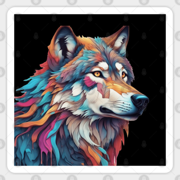 Surrealism art style of a Timber Wolf Sticker by BirdsnStuff