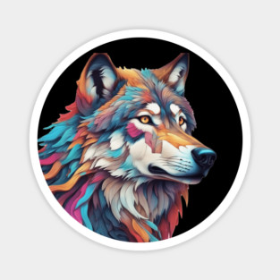 Surrealism art style of a Timber Wolf Magnet