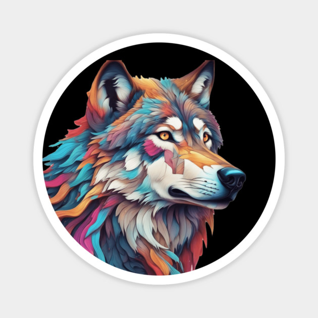 Surrealism art style of a Timber Wolf Magnet by BirdsnStuff