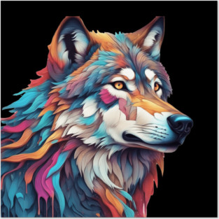 Surrealism art style of a Timber Wolf Posters and Art