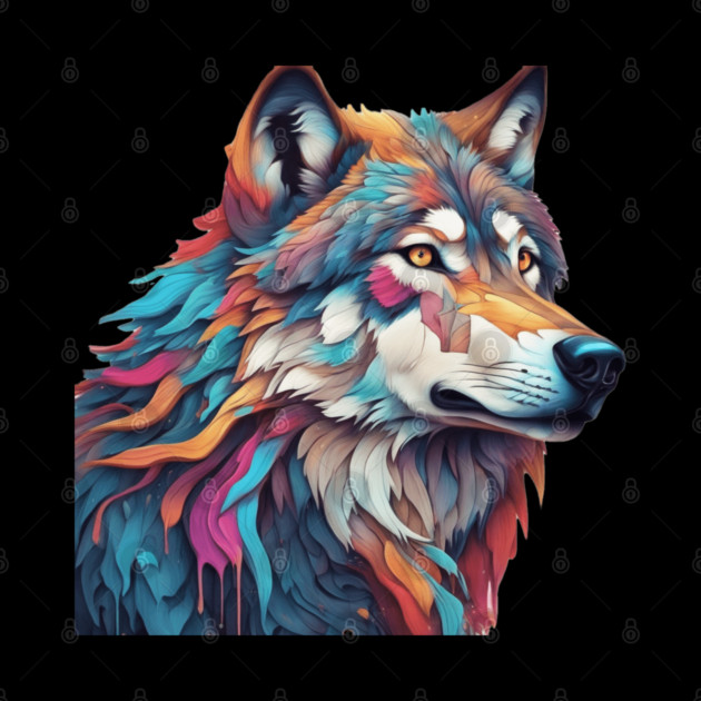 Surrealism art style of a Timber Wolf by BirdsnStuff