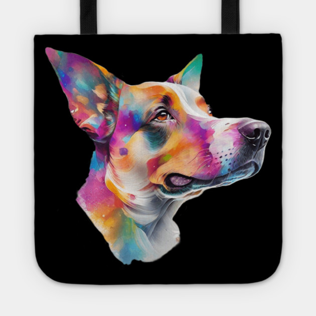 Surrealism art style dog, vibrant, calm brown eyes #4 Tote by BirdsnStuff
