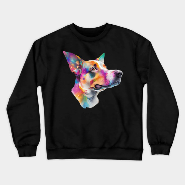 Surrealism art style dog, vibrant, calm brown eyes #4 Crewneck Sweatshirt by BirdsnStuff