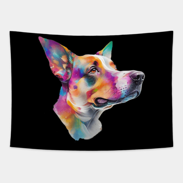 Surrealism art style dog, vibrant, calm brown eyes #4 Tapestry by BirdsnStuff