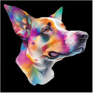 Surrealism art style dog, vibrant, calm brown eyes #4 Posters and Art