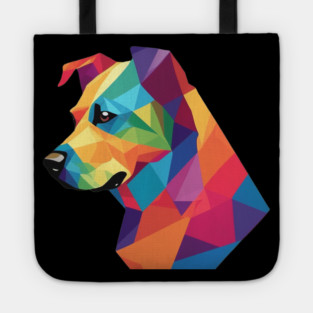 Geometrical Dog, vibrant, calm brown eyes Tote