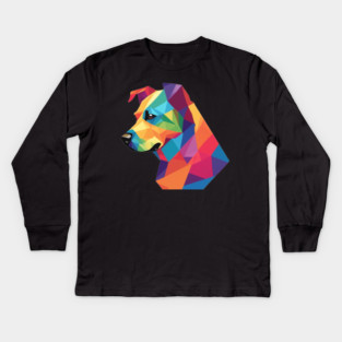 Geometrical Dog, vibrant, calm brown eyes Kids Long Sleeve T-Shirt