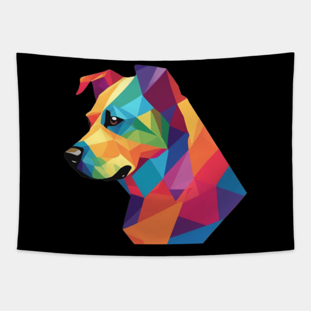 Geometrical Dog, vibrant, calm brown eyes Tapestry by BirdsnStuff