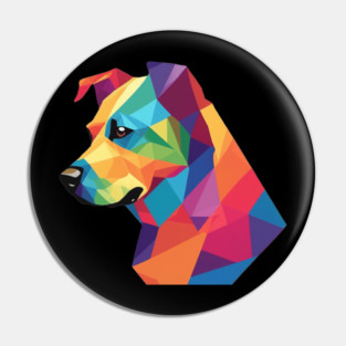 Geometrical Dog, vibrant, calm brown eyes Pin