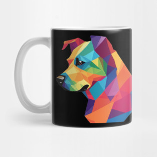Geometrical Dog, vibrant, calm brown eyes Mug