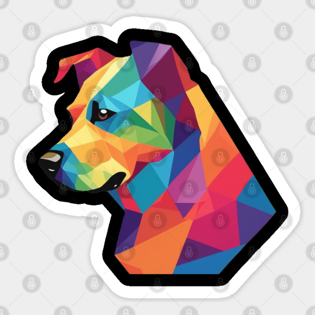 Geometrical Dog, vibrant, calm brown eyes Sticker by BirdsnStuff