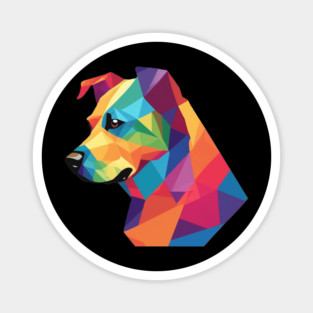 Geometrical Dog, vibrant, calm brown eyes Magnet