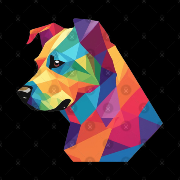 Geometrical Dog, vibrant, calm brown eyes by BirdsnStuff