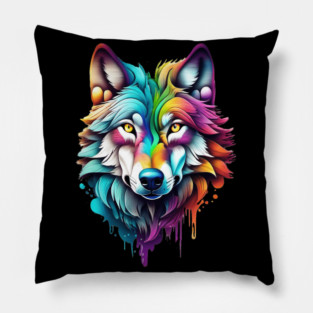 Surrealism style art piece of a Timberwolf #2 Pillow