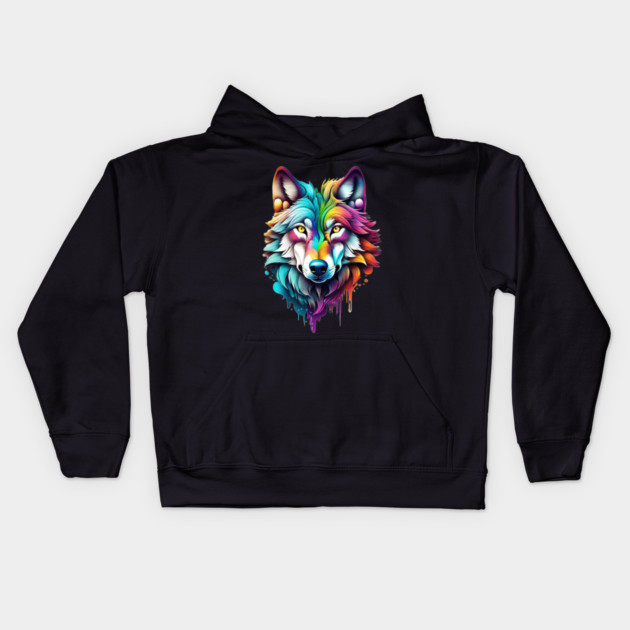Surrealism style art piece of a Timberwolf #2 Kids Hoodie by BirdsnStuff