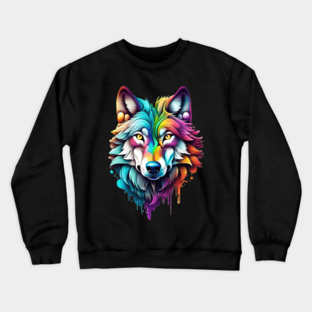 Surrealism style art piece of a Timberwolf #2 Crewneck Sweatshirt by BirdsnStuff
