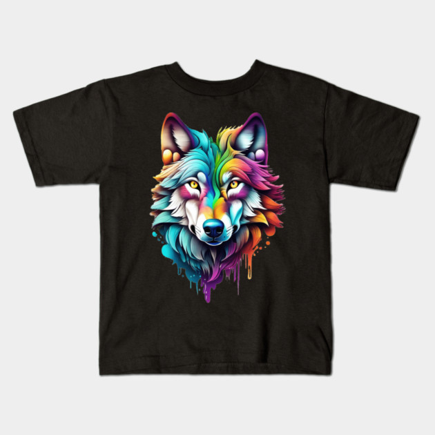 Surrealism style art piece of a Timberwolf #2 Kids T-Shirt by BirdsnStuff