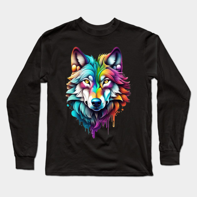 Surrealism style art piece of a Timberwolf #2 Long Sleeve T-Shirt by BirdsnStuff