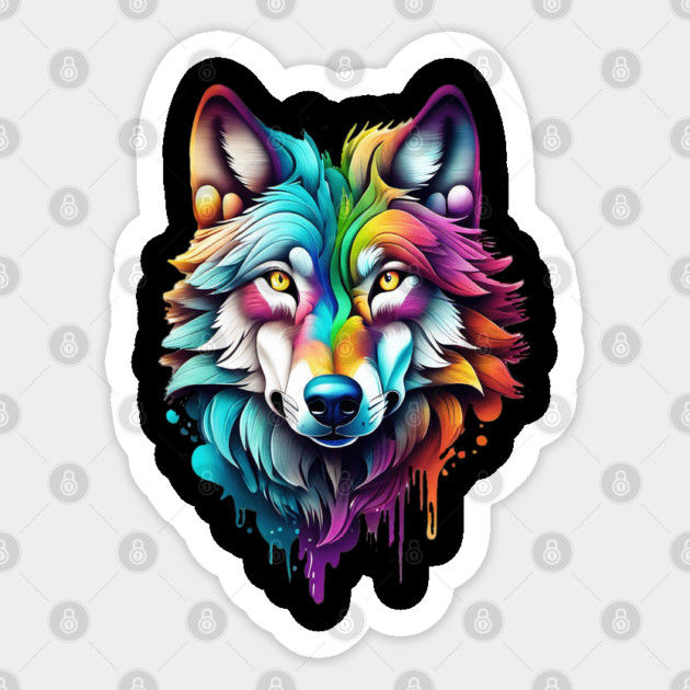 Surrealism style art piece of a Timberwolf #2 Sticker by BirdsnStuff