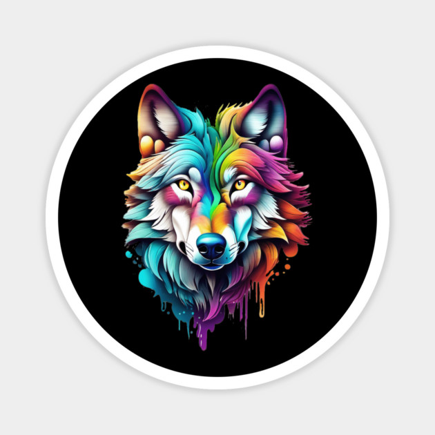 Surrealism style art piece of a Timberwolf #2 Magnet by BirdsnStuff