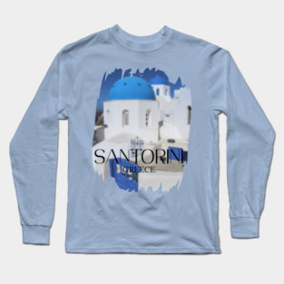 Blue Building on Santorini Long Sleeve T-Shirt