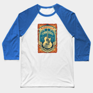 Nashville Guitar Poster Baseball T-Shirt