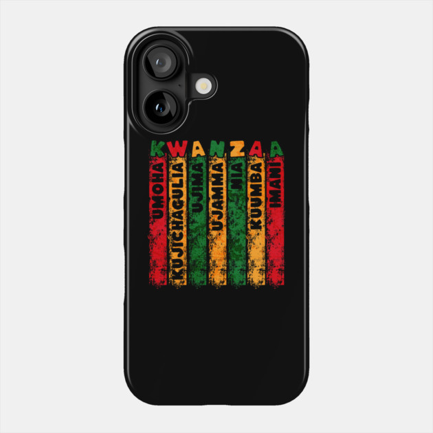 Retro Grunge Kwanzaa Principles Phone Case by HolidayBug