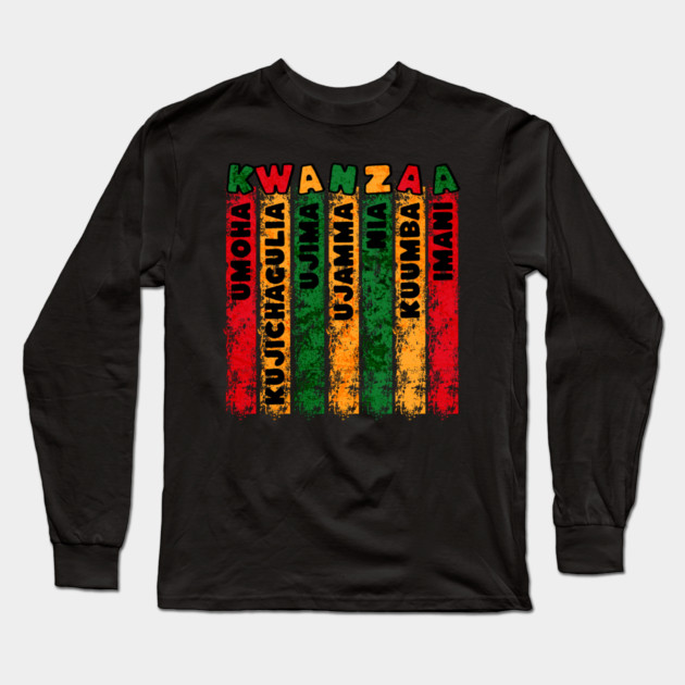 Retro Grunge Kwanzaa Principles Long Sleeve T-Shirt by HolidayBug